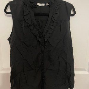 Sleeveless Ruffleneck V Neck